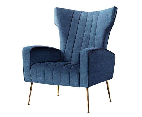 Artiss Accent Chair Armchair Lounge Accent Chairs Armchairs Chair Velvet Sofa Seat - Blue