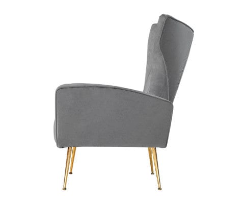 Artiss Accent Chair Armchair Lounge Accent Chairs Armchairs Chair Velvet Sofa Seat - Grey