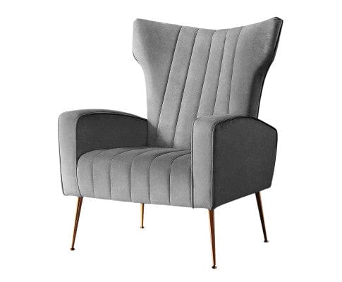 Artiss Accent Chair Armchair Lounge Accent Chairs Armchairs Chair Velvet Sofa Seat - Grey