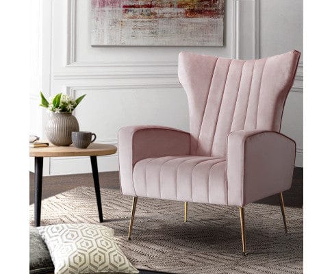 Artiss Accent Chair Armchair Lounge Accent Chairs Armchairs Chair Velvet Sofa Seat - Pink