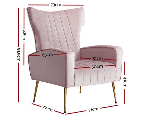 Artiss Accent Chair Armchair Lounge Accent Chairs Armchairs Chair Velvet Sofa Seat - Pink