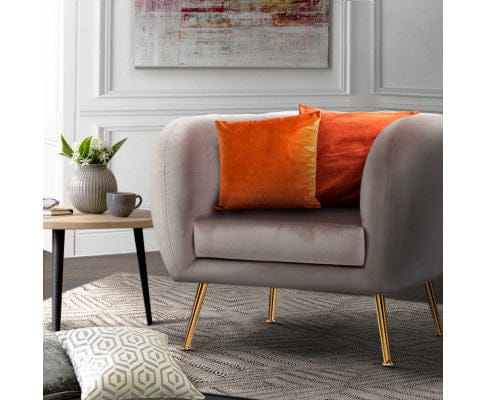 Artiss Accent Chair Armchair Lounge Arm Chair Sofa Accent Armchairs Chairs Couch Velvet Beige