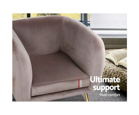 Artiss Accent Chair Armchair Lounge Arm Chair Sofa Accent Armchairs Chairs Couch Velvet Beige