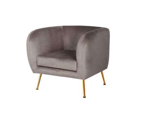 Artiss Accent Chair Armchair Lounge Arm Chair Sofa Accent Armchairs Chairs Couch Velvet Beige