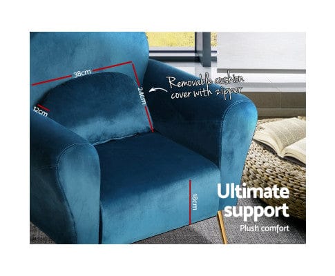 Artiss Accent Chair Armchair Lounge Chair Accent Armchairs Chairs Sofa Velvet Cushion - Blue
