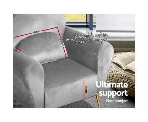 Artiss Accent Chair Armchair Lounge Chair Accent Armchairs Chairs Sofa Velvet Cushion - Grey