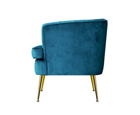 Artiss Accent Chair Armchair Lounge Chair Accent Armchairs Sofa Chairs Velvet Couch - Blue
