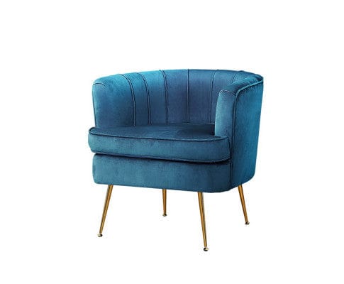 Artiss Accent Chair Armchair Lounge Chair Accent Armchairs Sofa Chairs Velvet Couch - Blue