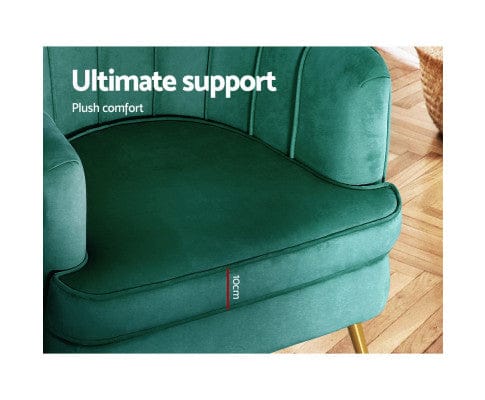 Artiss Accent Chair Armchair Lounge Chair Accent Armchairs Sofa Chairs Velvet Couch - Green