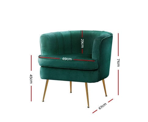 Artiss Accent Chair Armchair Lounge Chair Accent Armchairs Sofa Chairs Velvet Couch - Green