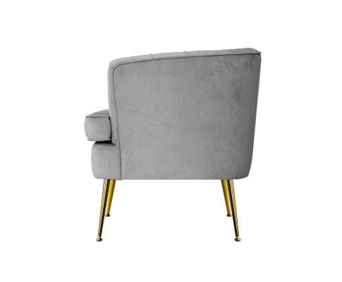 Artiss Accent Chair Armchair Lounge Chair Accent Armchairs Sofa Chairs Velvet Couch - Grey