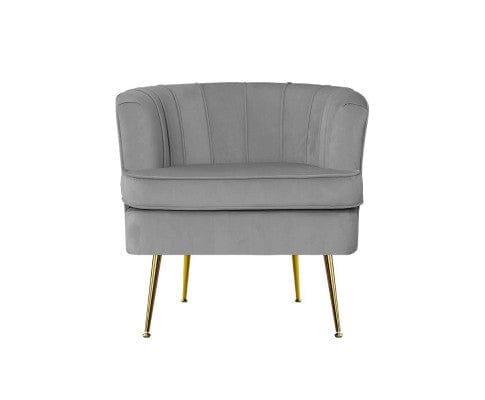 Artiss Accent Chair Armchair Lounge Chair Accent Armchairs Sofa Chairs Velvet Couch - Grey