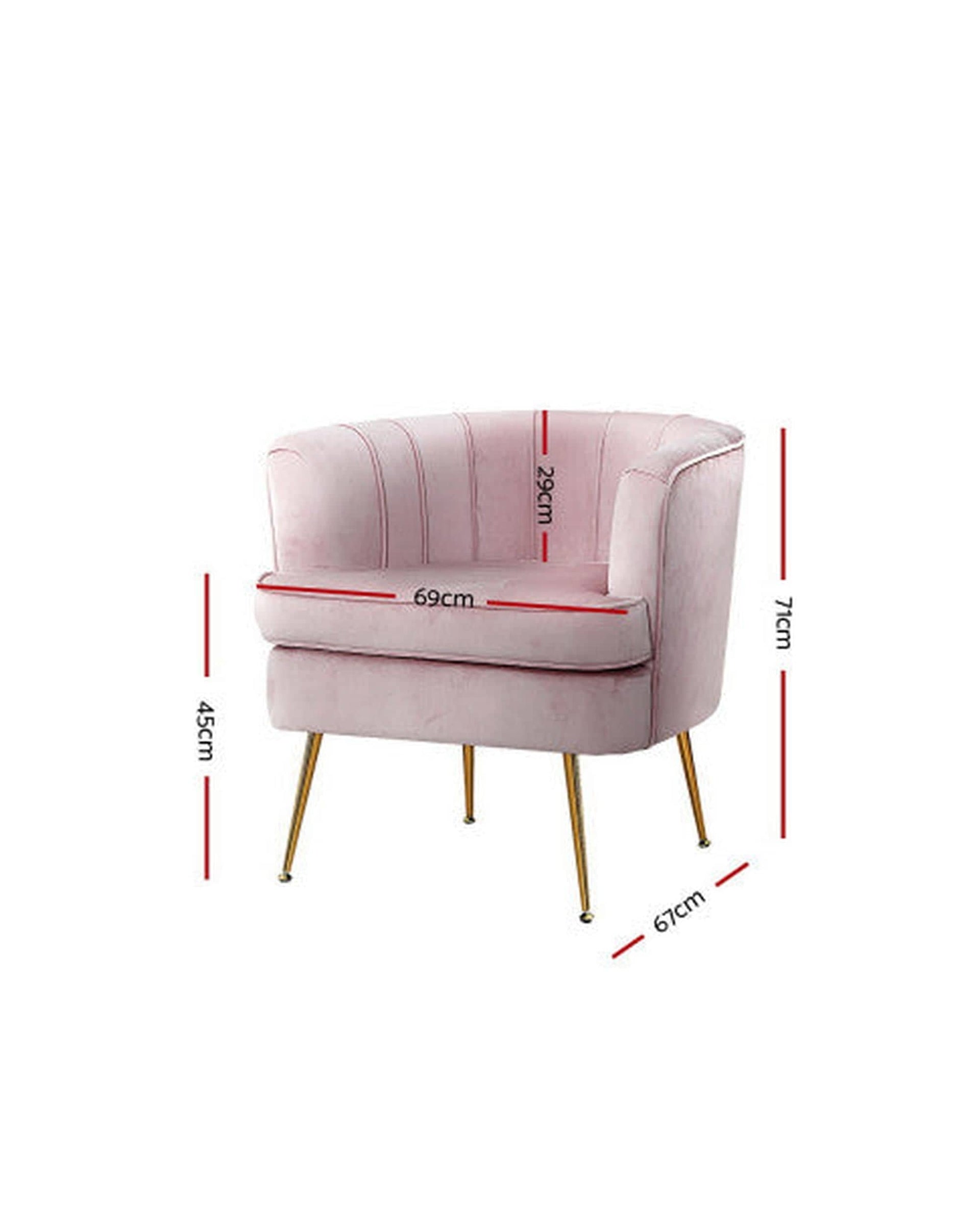 Artiss Accent Chair Armchair Lounge Chair Accent Armchairs Sofa Chairs Velvet Couch - Pink