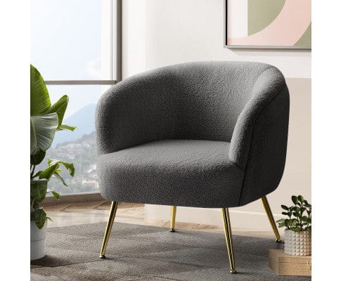 Artiss Accent Chair Armchair Lounge Chair Accent Chairs Arm Armchairs Sherpa Boucle Charcoal