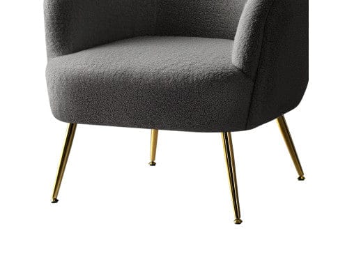 Artiss Accent Chair Armchair Lounge Chair Accent Chairs Arm Armchairs Sherpa Boucle Charcoal