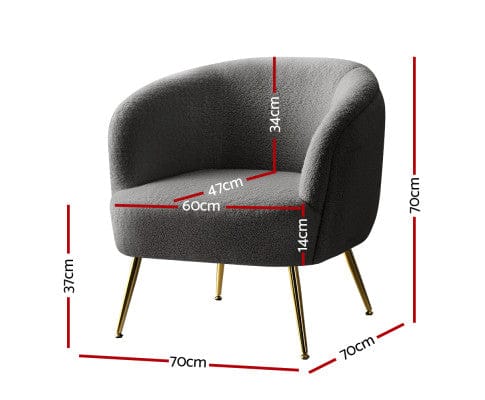 Artiss Accent Chair Armchair Lounge Chair Accent Chairs Arm Armchairs Sherpa Boucle Charcoal