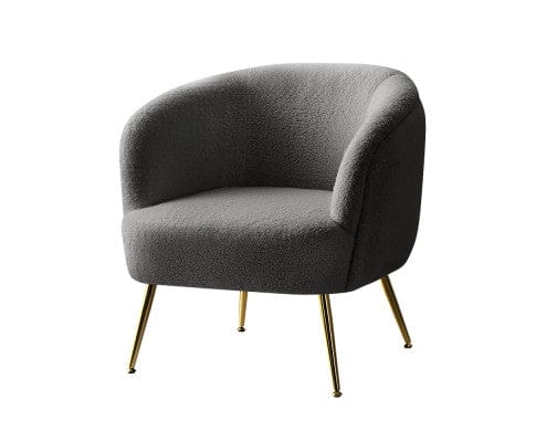 Artiss Accent Chair Armchair Lounge Chair Accent Chairs Arm Armchairs Sherpa Boucle Charcoal