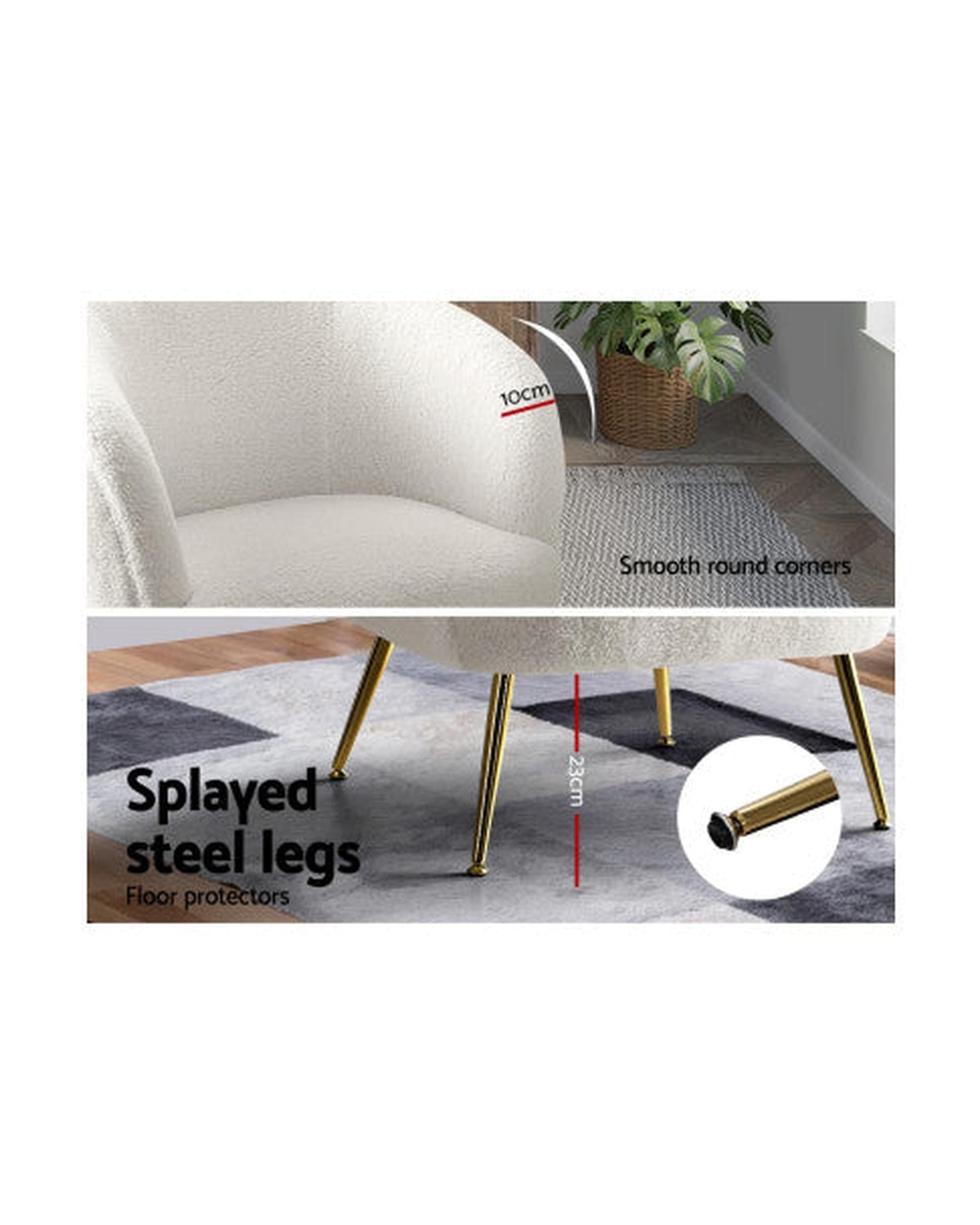 Artiss Accent Chair Armchair Lounge Chair Accent Chairs Armchairs Sherpa Boucle Sofa White