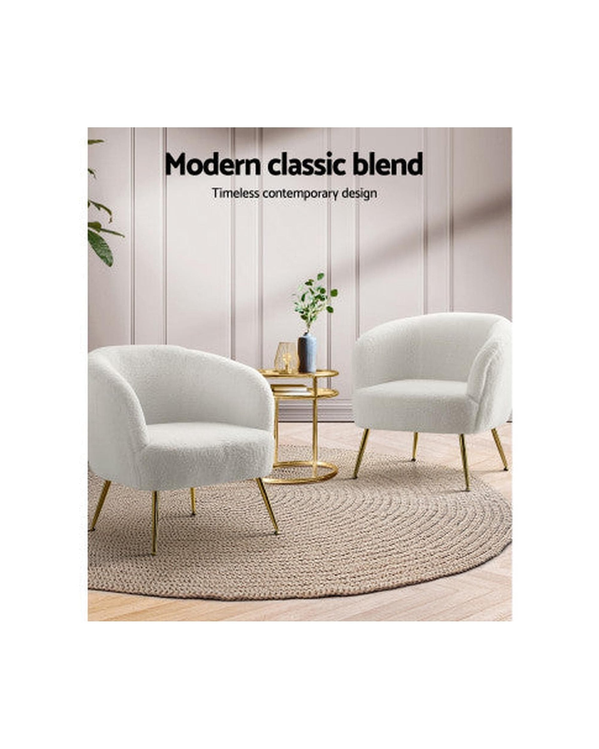 Artiss Accent Chair Armchair Lounge Chair Accent Chairs Armchairs Sherpa Boucle Sofa White