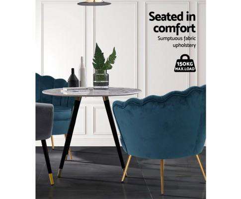 Artiss Accent Chair Armchair Lounge Chair Accent Retro Armchairs Lounge Shell Velvet Navy