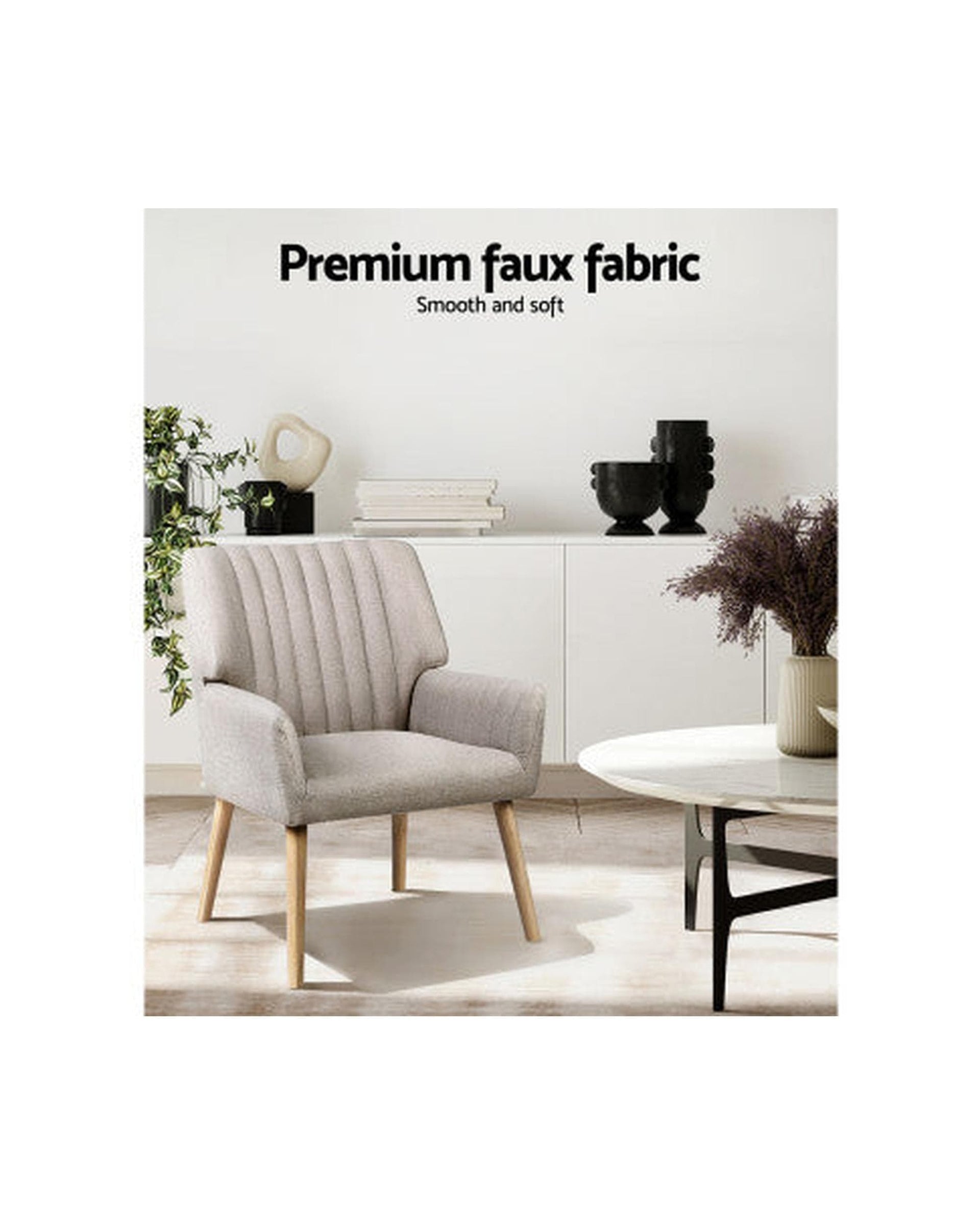 Artiss Accent Chair Armchair Lounge Chair Armchairs Accent Chairs Sofa Couch Fabric Beige