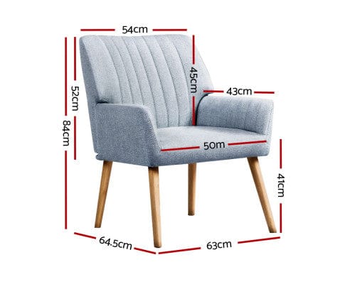 Artiss Accent Chair Armchair Lounge Chair Armchairs Accent Chairs Sofa Couch Fabric Grey