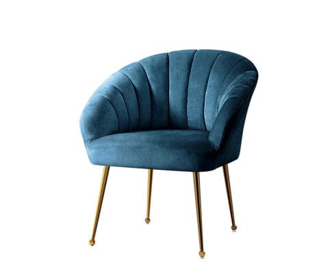 Artiss Accent Chair Armchair Lounge Chair Armchairs Accent Chairs Velvet Sofa Couch - Blue