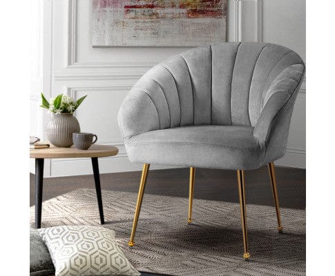 Artiss Accent Chair Armchair Lounge Chair Armchairs Accent Chairs Velvet Sofa Couch - Grey