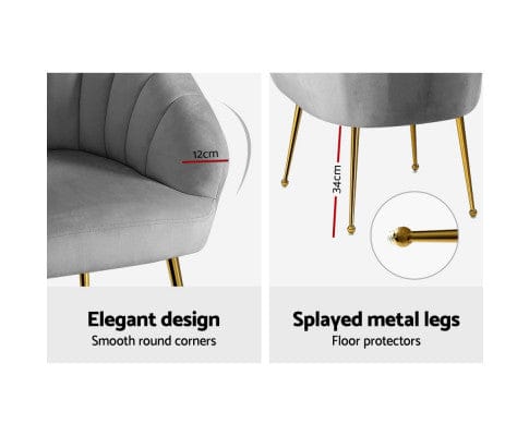 Artiss Accent Chair Armchair Lounge Chair Armchairs Accent Chairs Velvet Sofa Couch - Grey