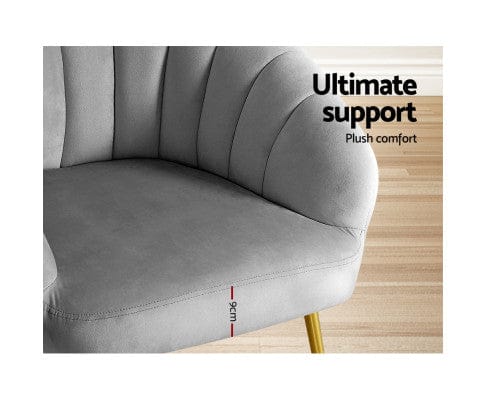 Artiss Accent Chair Armchair Lounge Chair Armchairs Accent Chairs Velvet Sofa Couch - Grey