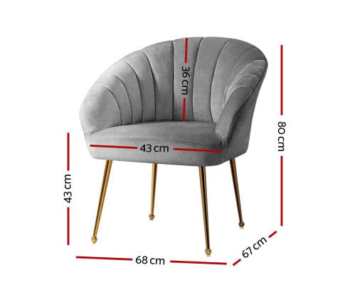 Artiss Accent Chair Armchair Lounge Chair Armchairs Accent Chairs Velvet Sofa Couch - Grey