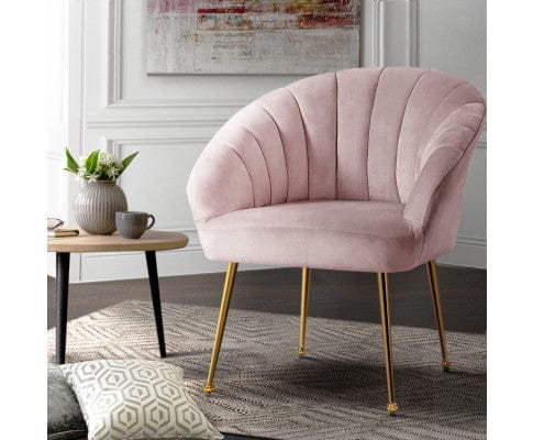 Artiss Accent Chair Armchair Lounge Chair Armchairs Accent Chairs Velvet Sofa Couch - Pink
