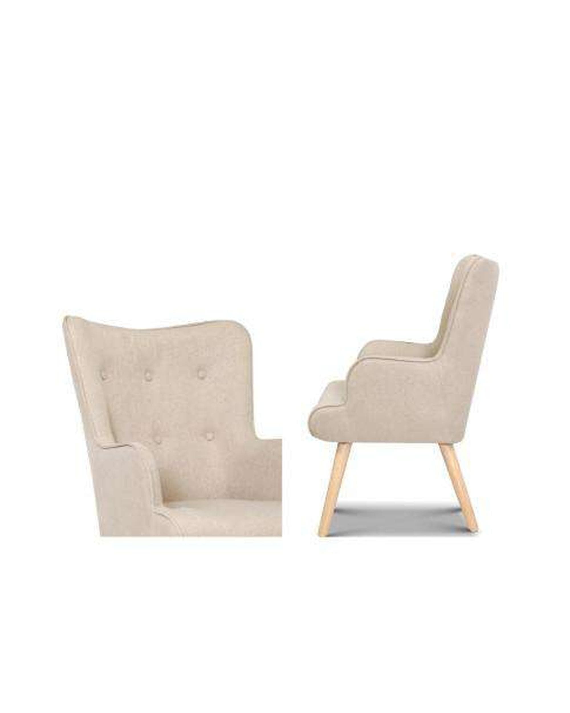 Artiss Accent Chair Armchair Lounge Chair Fabric Sofa Accent Chairs and Ottoman Beige