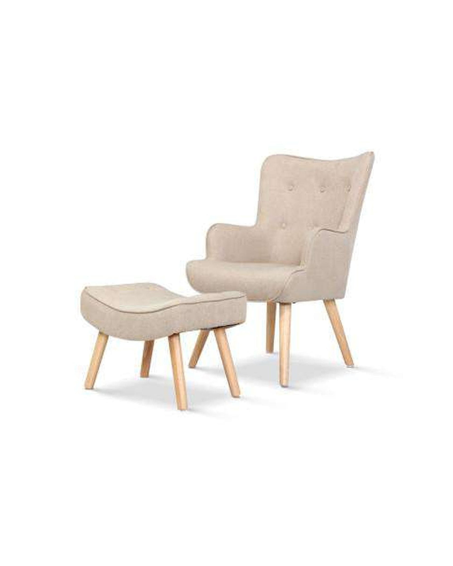Artiss Accent Chair Armchair Lounge Chair Fabric Sofa Accent Chairs and Ottoman Beige