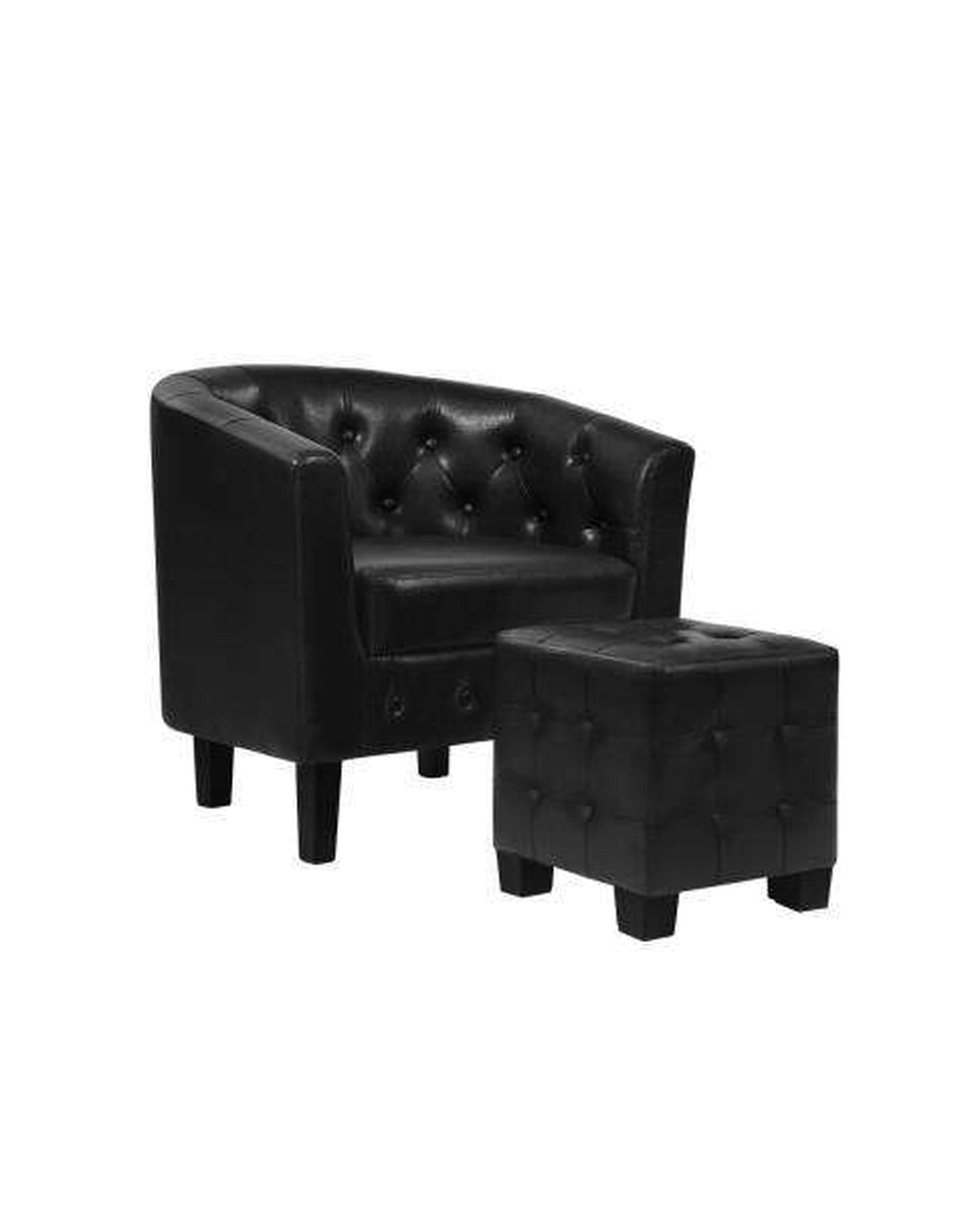 Artiss Accent Chair Armchair Lounge Chair Ottoman Tub Accent Chairs PU Leather Sofa Armchairs Black