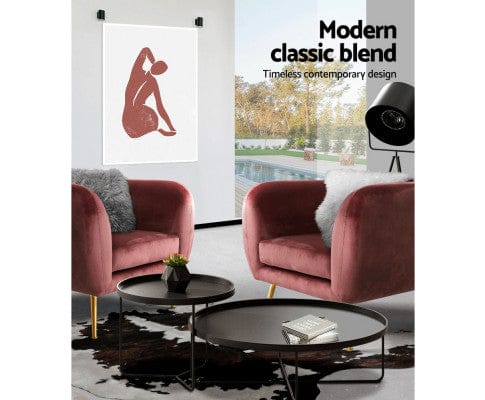 Artiss Accent Chair Armchair Lounge Sofa Arm Chair Accent Chairs Armchairs Couch Velvet Pink