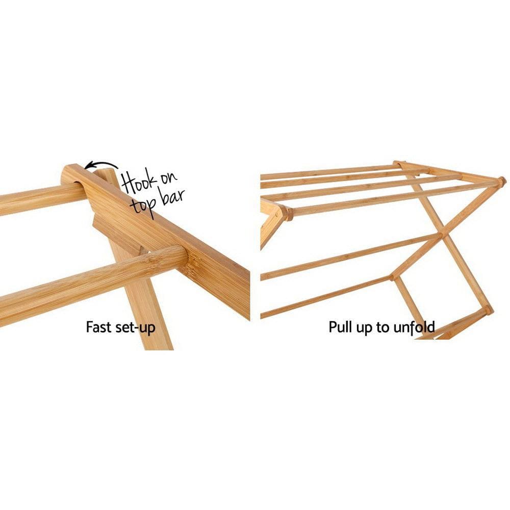Artiss Shoe Rack Bamboo Clothes Dry Rack Folable Towel Hanger Laundry Drying