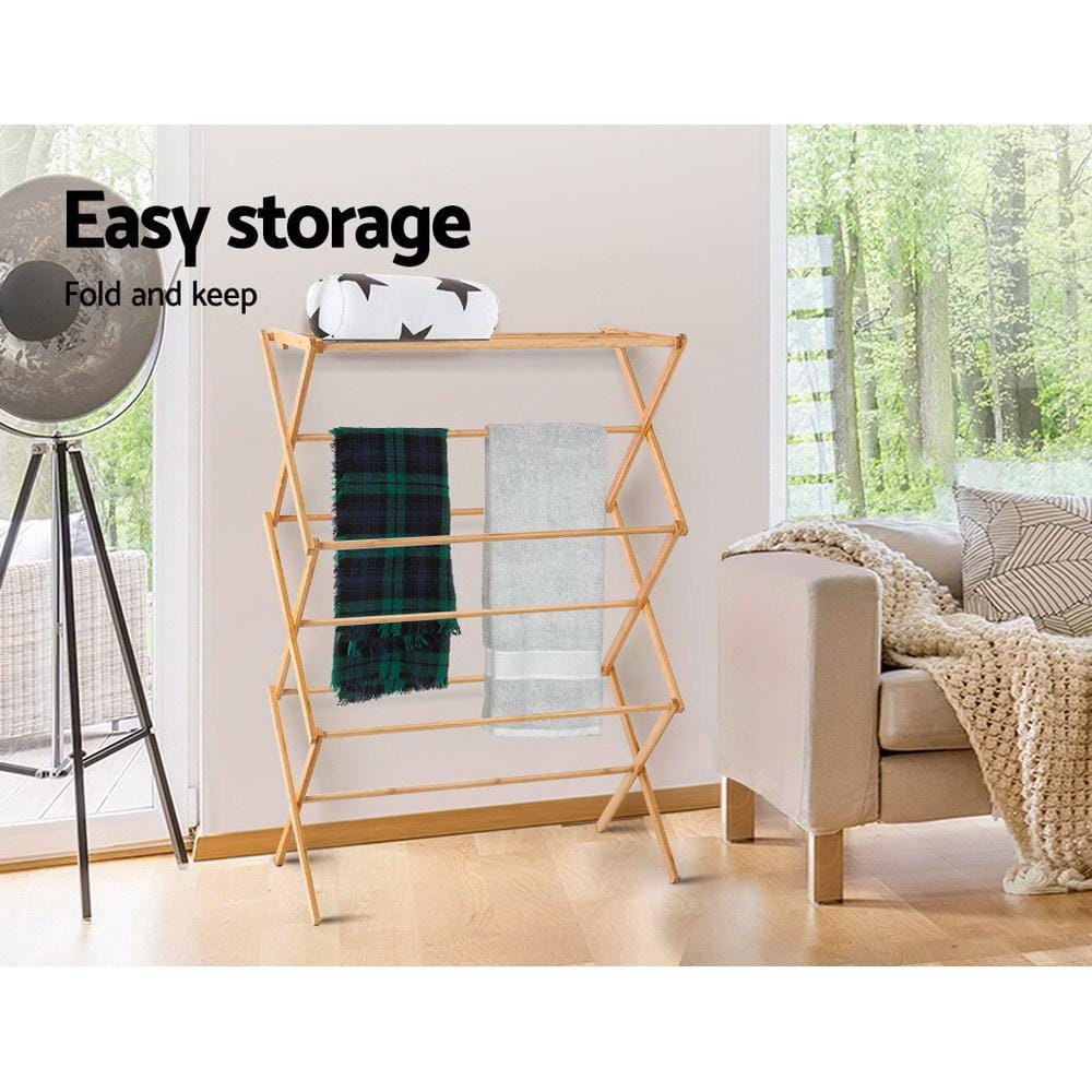Artiss Shoe Rack Bamboo Clothes Dry Rack Folable Towel Hanger Laundry Drying