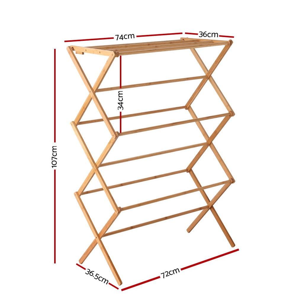 Artiss Shoe Rack Bamboo Clothes Dry Rack Folable Towel Hanger Laundry Drying