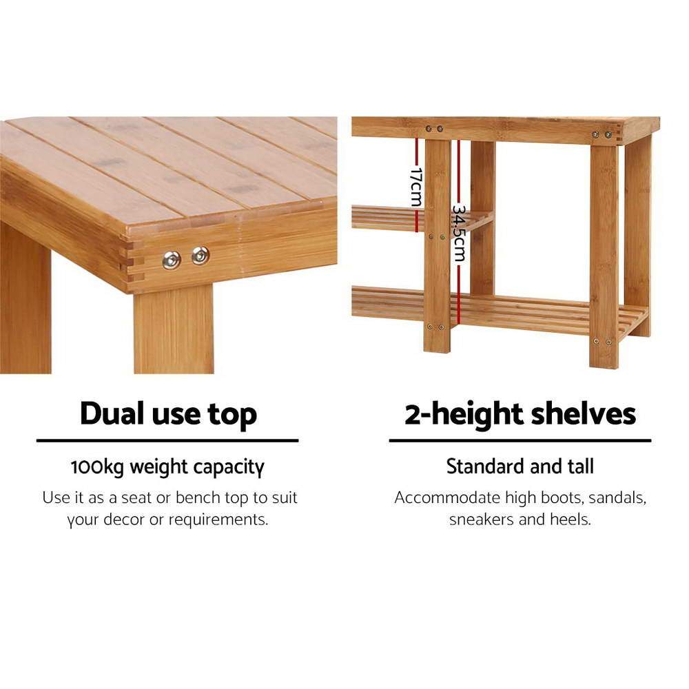 Artiss Shoe Rack Bamboo Shoe Rack Bench