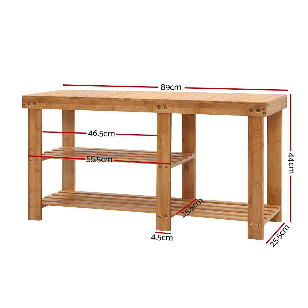 Artiss Shoe Rack Bamboo Shoe Rack Bench