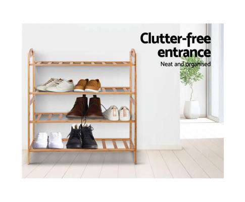 Artiss Shoe Rack Bamboo Shoe Rack Organiser Wooden Stand Shelf 4 Tiers Shelves