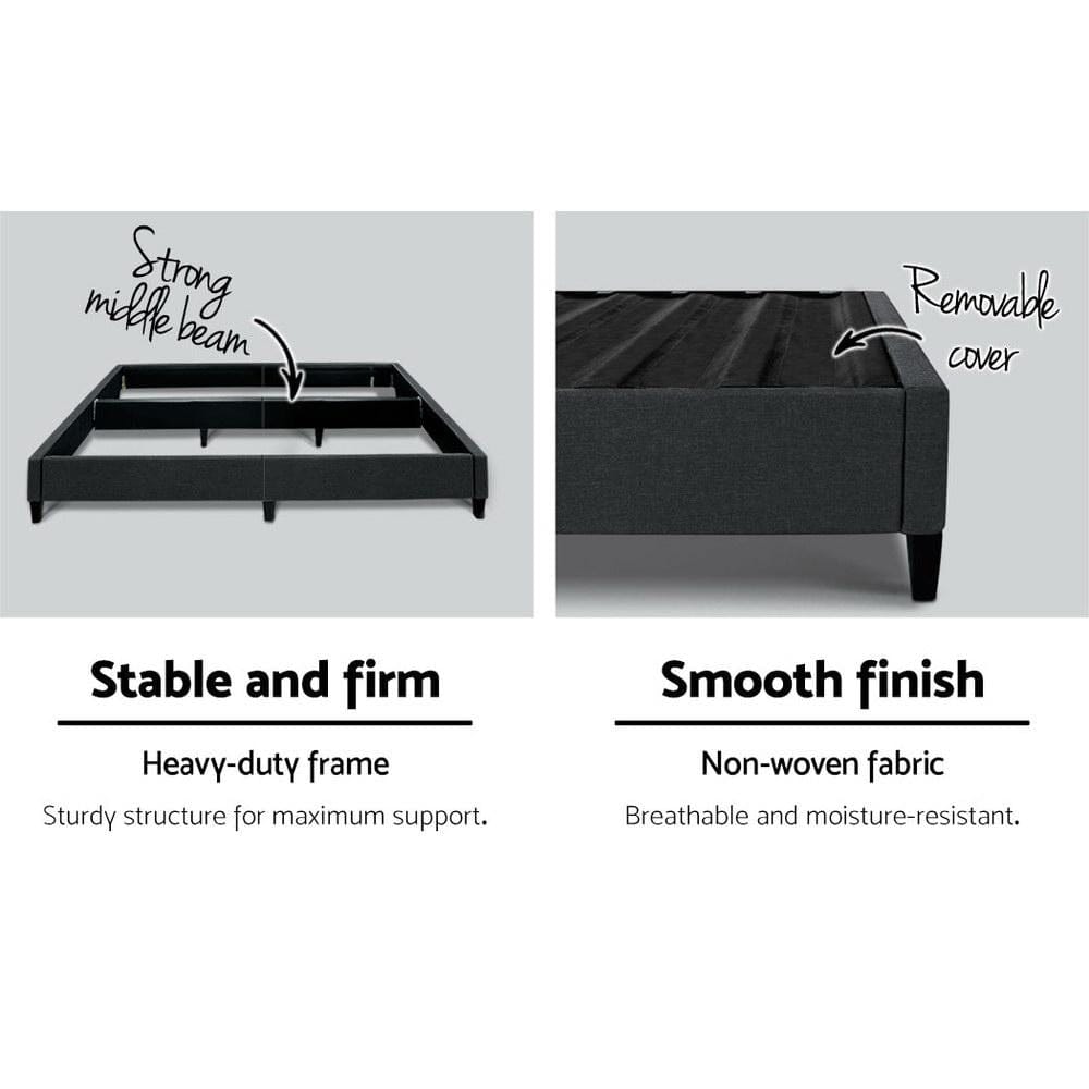 Artiss Base Bed Base Double Size Frame Fabric Charcoal
