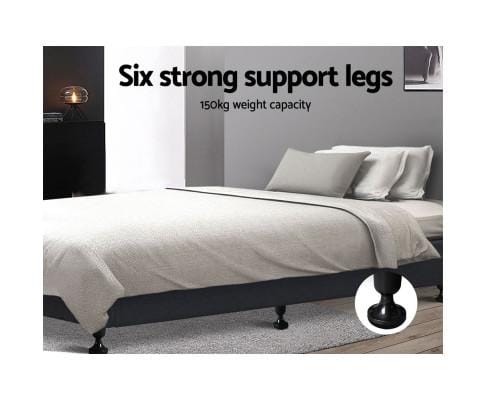 Artiss Base Bed Frame Base Mattress Platform Foundation Wooden Fabric Charcoal TOMI