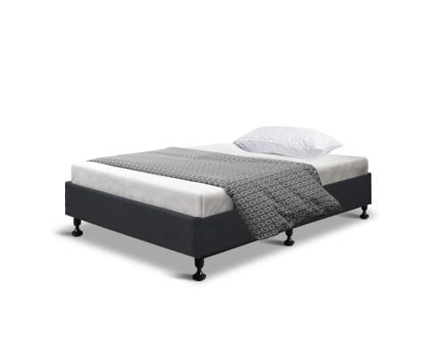 Artiss Base Bed Frame Base Mattress Platform Foundation Wooden Fabric Charcoal TOMI