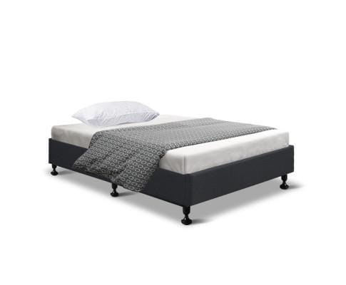 Artiss Base Bed Frame Base Mattress Platform Foundation Wooden Fabric Charcoal TOMI