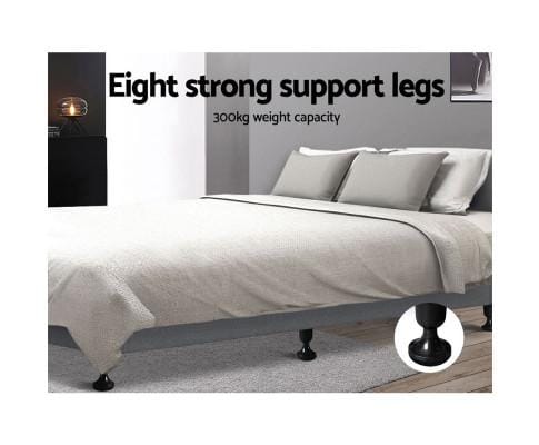 Artiss Base Bed Frame Base Mattress Platform Foundation Wooden Fabric Grey TOMI