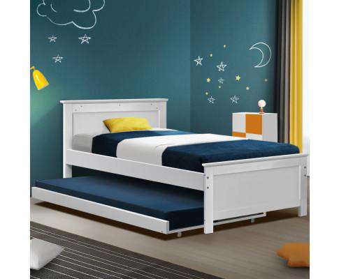 Artiss Bedframe Bed Frame KING SINGLE Wooden Timber Trundle Daybed Size Base ELVIS