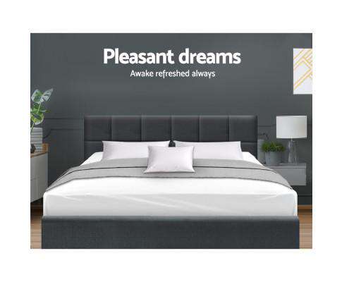 Artiss Bedframe Bed Frame Platform Fabric Wooden Charcoal TINO