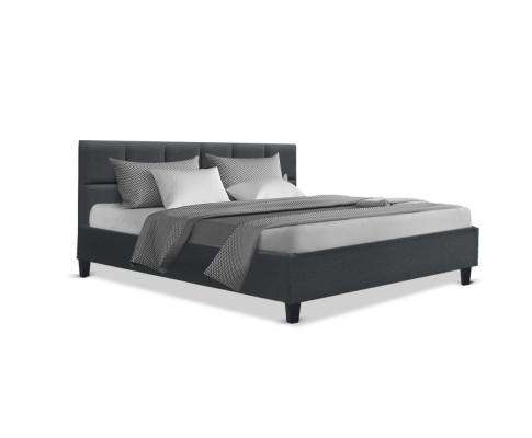Artiss Bedframe Bed Frame Platform Fabric Wooden Charcoal TINO
